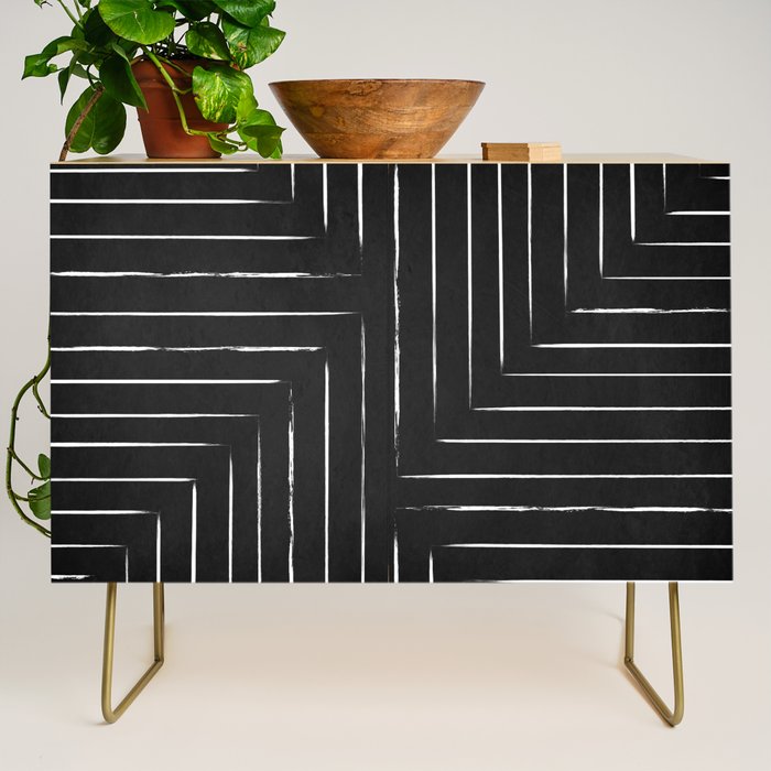 Black White Lines Minimalist Credenza Gallery Image 1