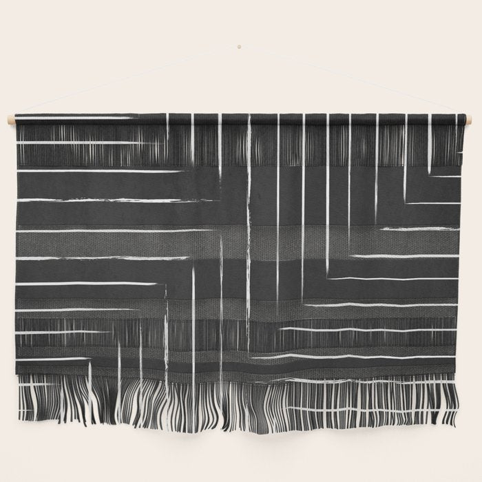 Black White Lines Minimalist Wall Hanging Gallery Image 1