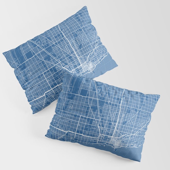 Chicago City Map of the United States - Blueprint Pillow Sham Gallery Image 3