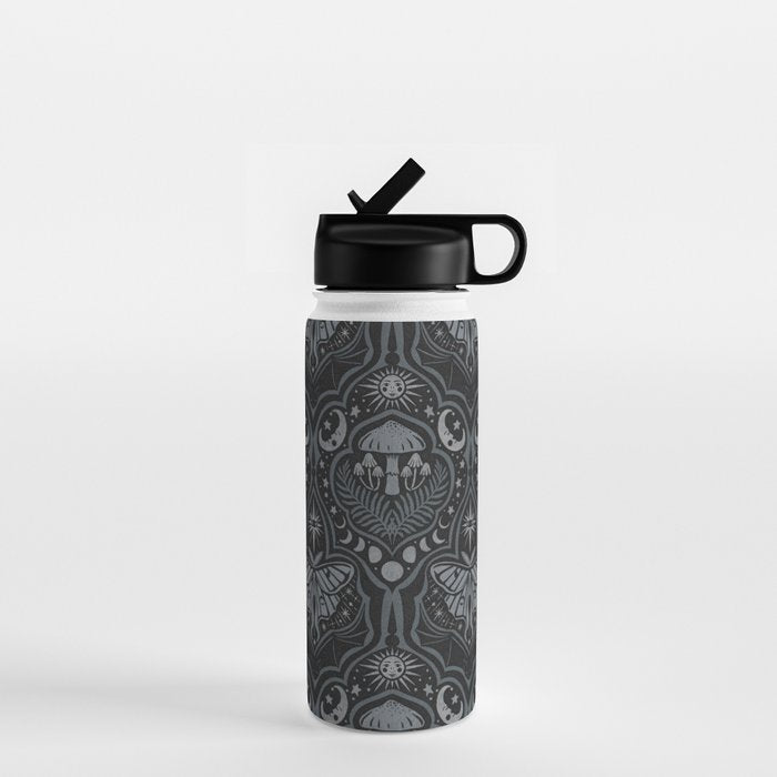 Celestial Forest Damask - Charcoal Water Bottle Gallery Image 1