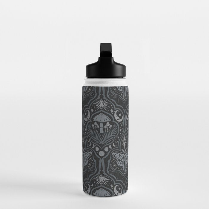 Celestial Forest Damask - Charcoal Water Bottle Gallery Image 3