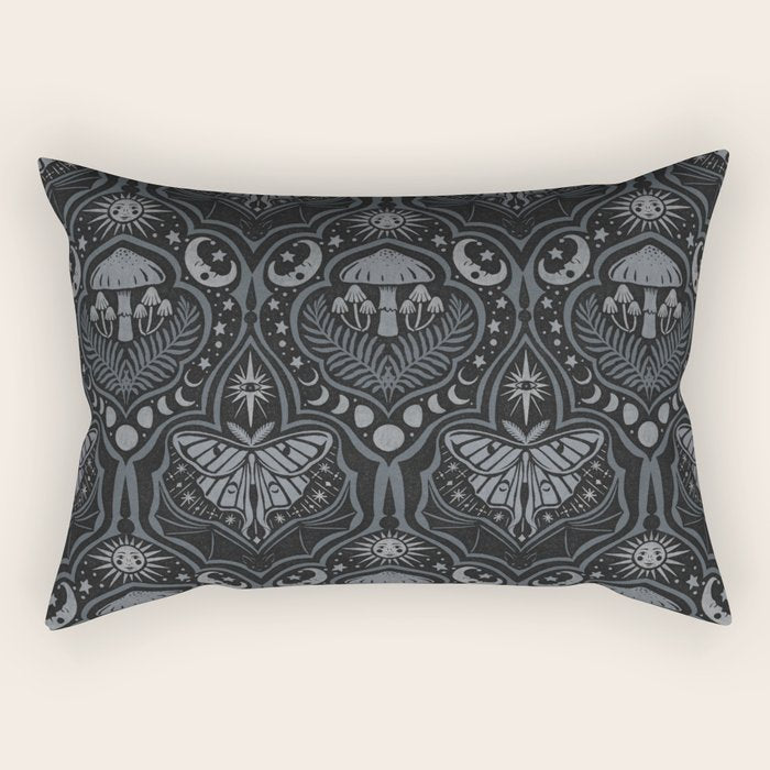 Celestial Forest Damask - Charcoal Rectangular Pillow Gallery Image 1