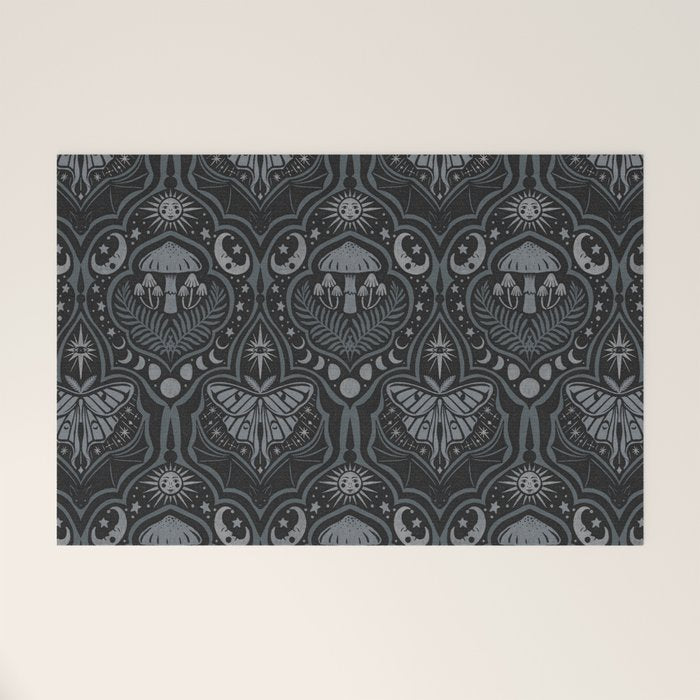 Celestial Forest Damask - Charcoal Welcome Mat Gallery Image 1