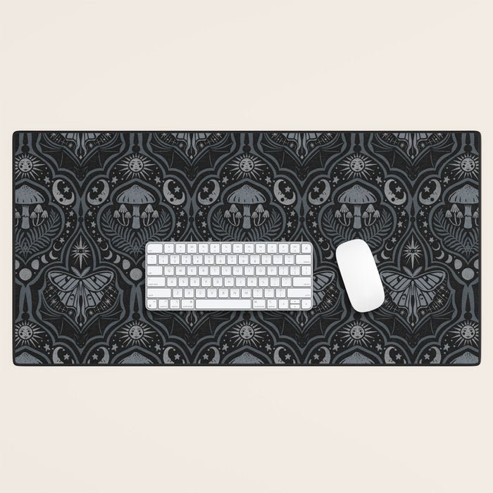 Celestial Forest Damask - Charcoal Desk Mat Gallery Image 1