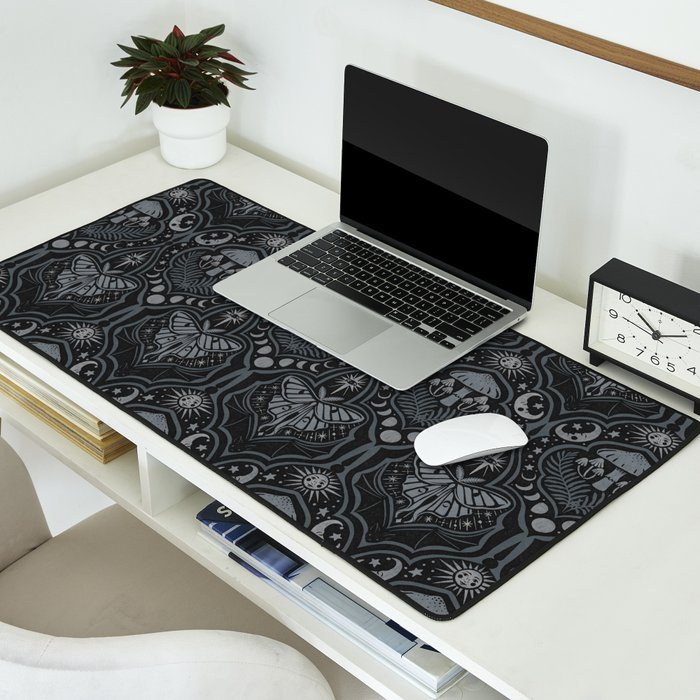 Celestial Forest Damask - Charcoal Desk Mat Gallery Image 2