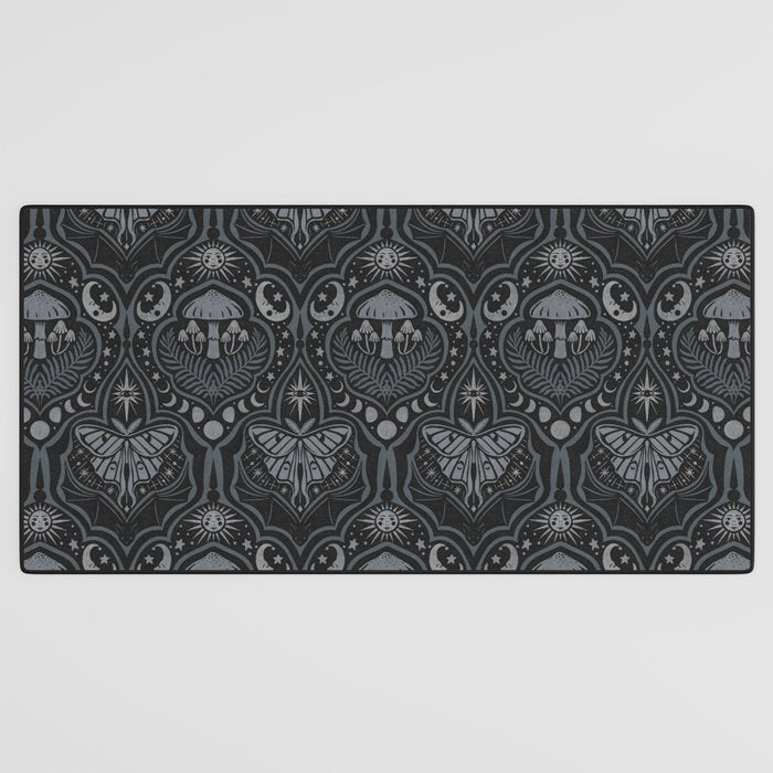 Celestial Forest Damask - Charcoal Desk Mat Gallery Image 3