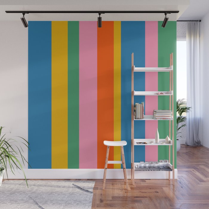 Rainbow Pop Colourful Vertical Stripe Pattern Wall Mural Gallery Image 1