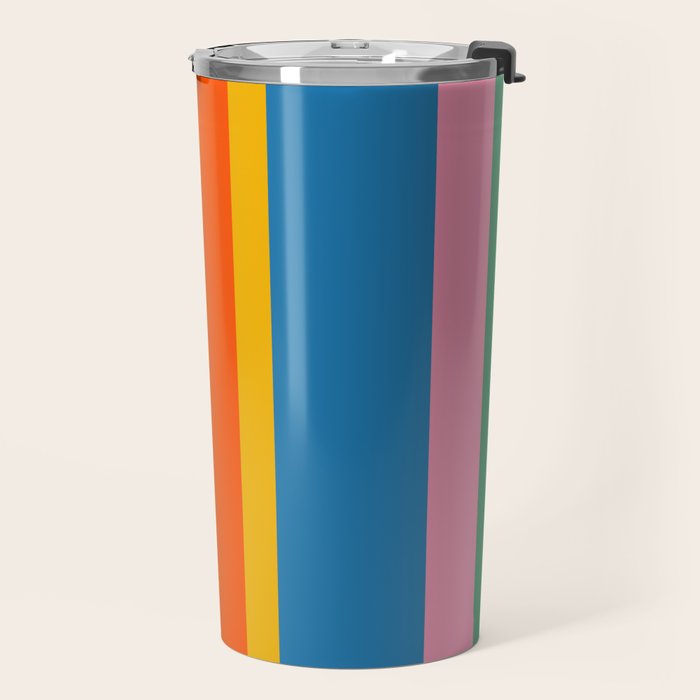 Rainbow Pop Colourful Vertical Stripe Pattern Travel Mug Gallery Image 2