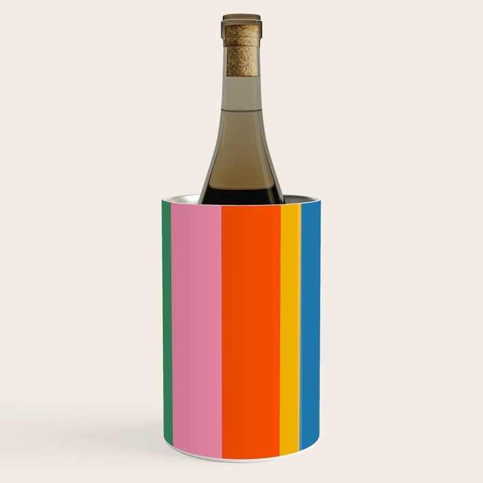 Rainbow Pop Colourful Vertical Stripe Pattern Wine Chiller Gallery Image 1