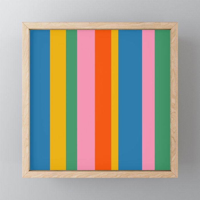 Rainbow Pop Colourful Vertical Stripe Pattern Mini Art Print Gallery Image 1