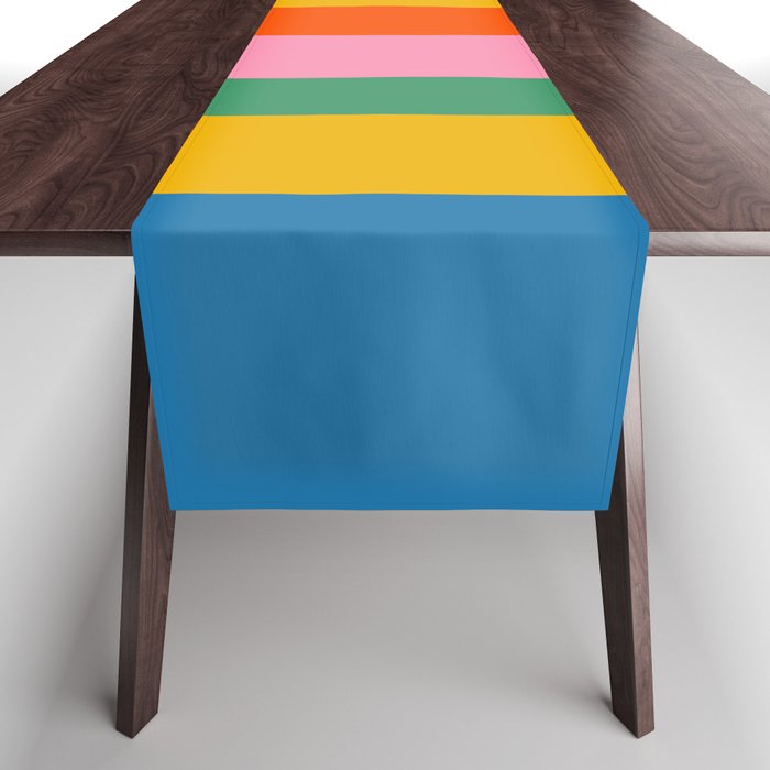 Rainbow Pop Colourful Vertical Stripe Pattern Table Runner Gallery Image 1