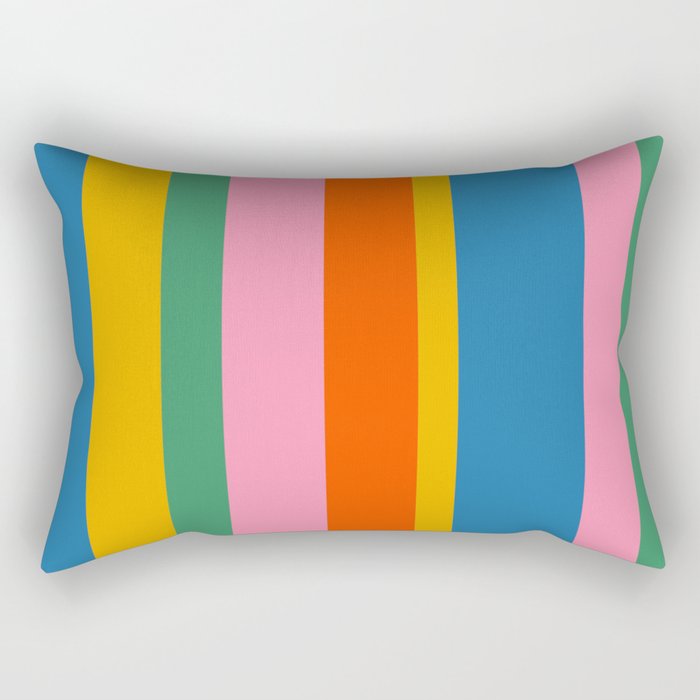 Rainbow Pop Colourful Vertical Stripe Pattern Rectangular Pillow Gallery Image 2