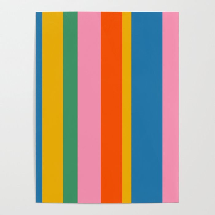Rainbow Pop Colourful Vertical Stripe Pattern Poster Gallery Image 1