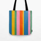 Rainbow Pop Colourful Vertical Stripe Pattern Tote Bag Gallery Image 1