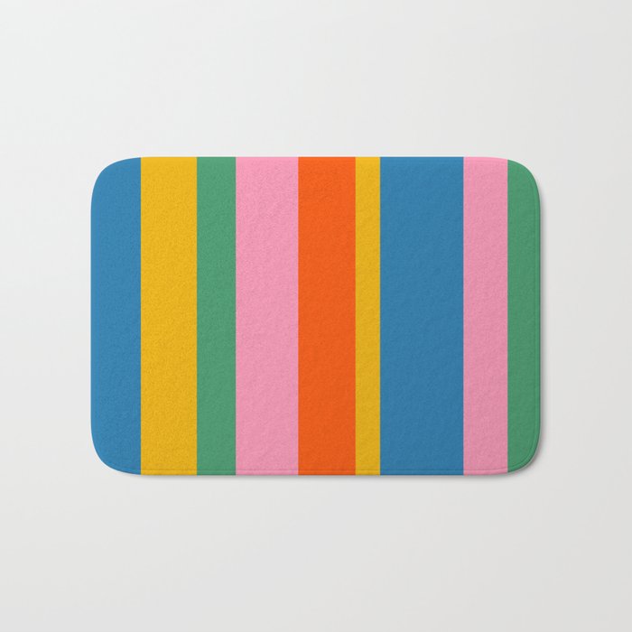 Rainbow Pop Colourful Vertical Stripe Pattern Bath Mat Gallery Image 1