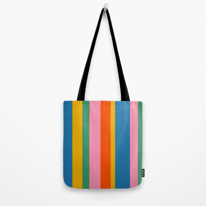 Rainbow Pop Colourful Vertical Stripe Pattern Tote Bag Gallery Image 2