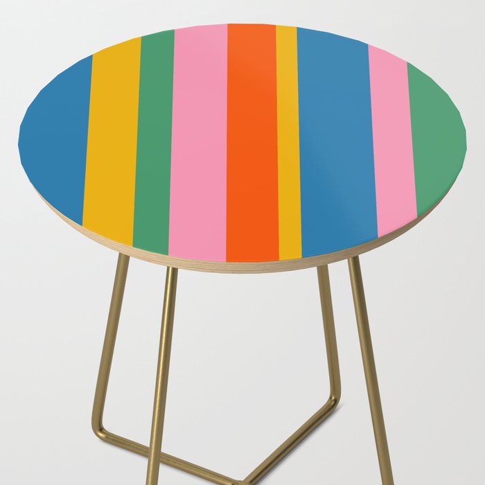 Rainbow Pop Colourful Vertical Stripe Pattern Side Table Gallery Image 2