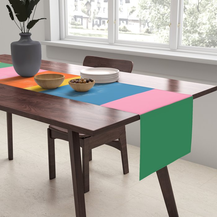 Rainbow Pop Colourful Vertical Stripe Pattern Table Runner Gallery Image 2