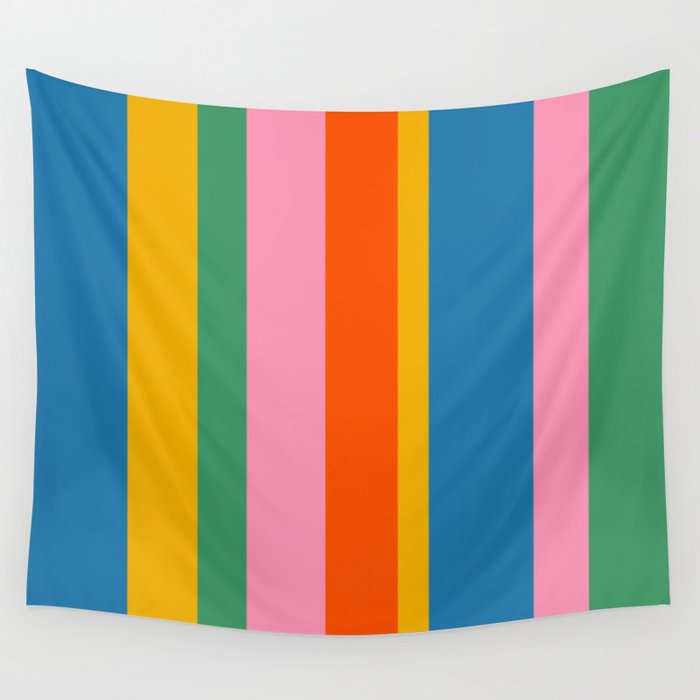 Rainbow Pop Colourful Vertical Stripe Pattern Wall Tapestry Gallery Image 4