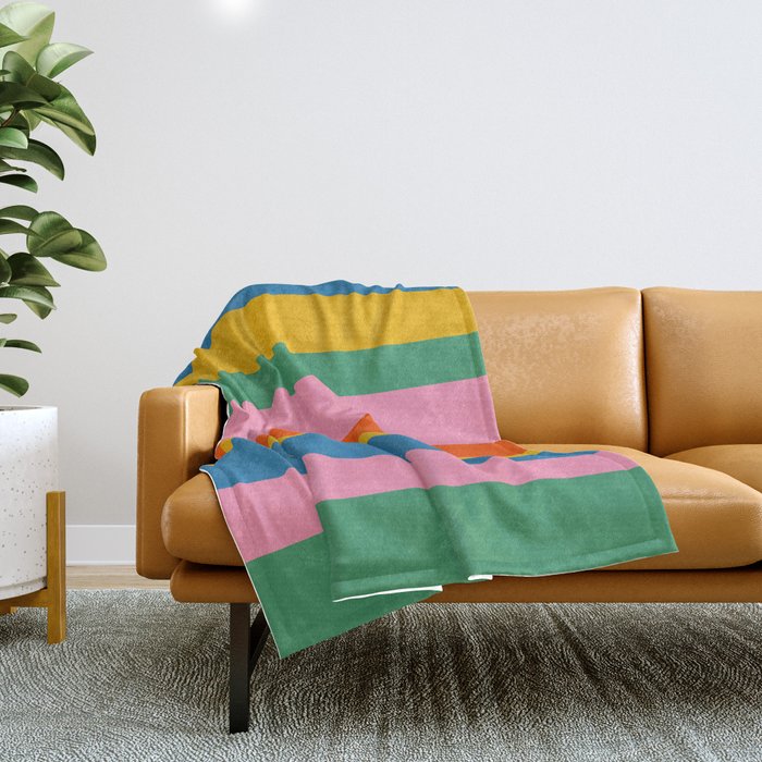 Rainbow Pop Colourful Vertical Stripe Pattern Throw Blanket Gallery Image 1