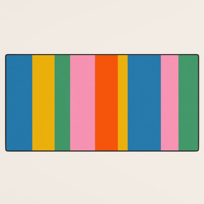 Rainbow Pop Colourful Vertical Stripe Pattern Desk Mat Gallery Image 3