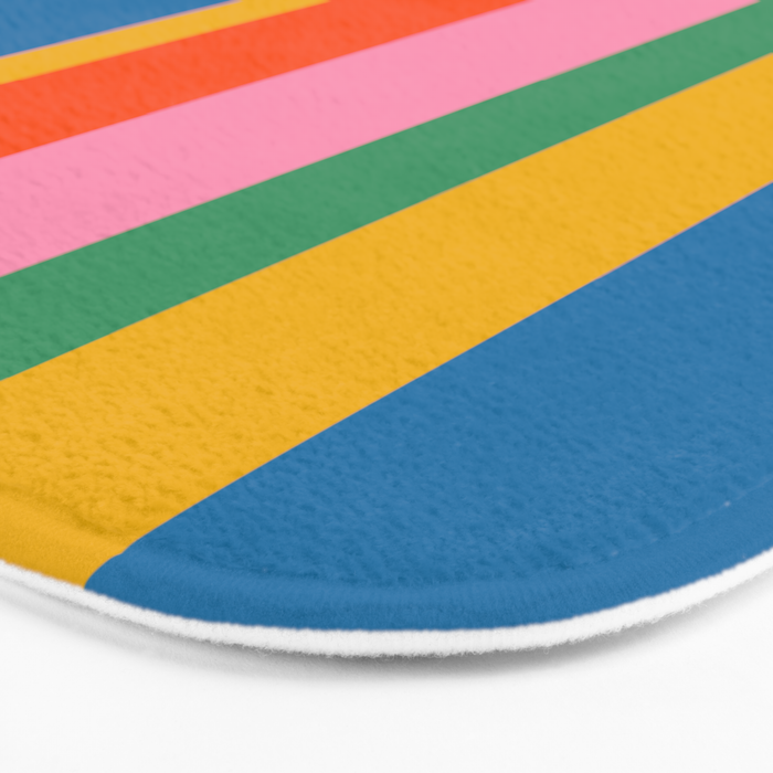 Rainbow Pop Colourful Vertical Stripe Pattern Bath Mat Gallery Image 3