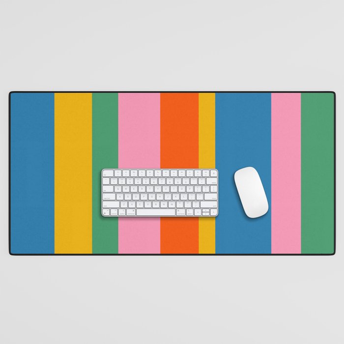 Rainbow Pop Colourful Vertical Stripe Pattern Desk Mat Gallery Image 1