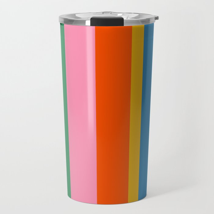 Rainbow Pop Colourful Vertical Stripe Pattern Travel Mug Gallery Image 1
