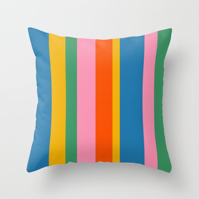 Rainbow Pop Colourful Vertical Stripe Pattern Throw Pillow Gallery Image 6