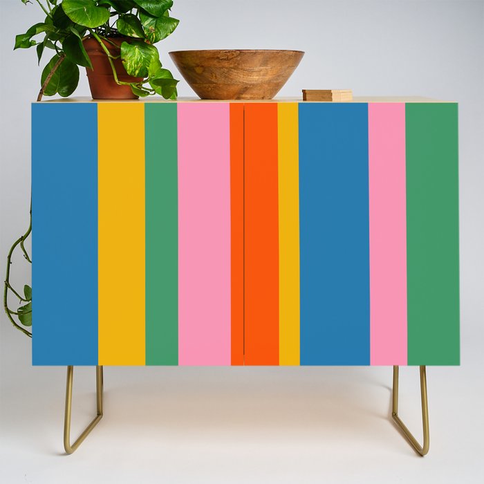 Rainbow Pop Colourful Vertical Stripe Pattern Credenza Gallery Image 1