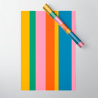 Rainbow Pop Colourful Vertical Stripe Pattern Wrapping Paper Gallery Image 1