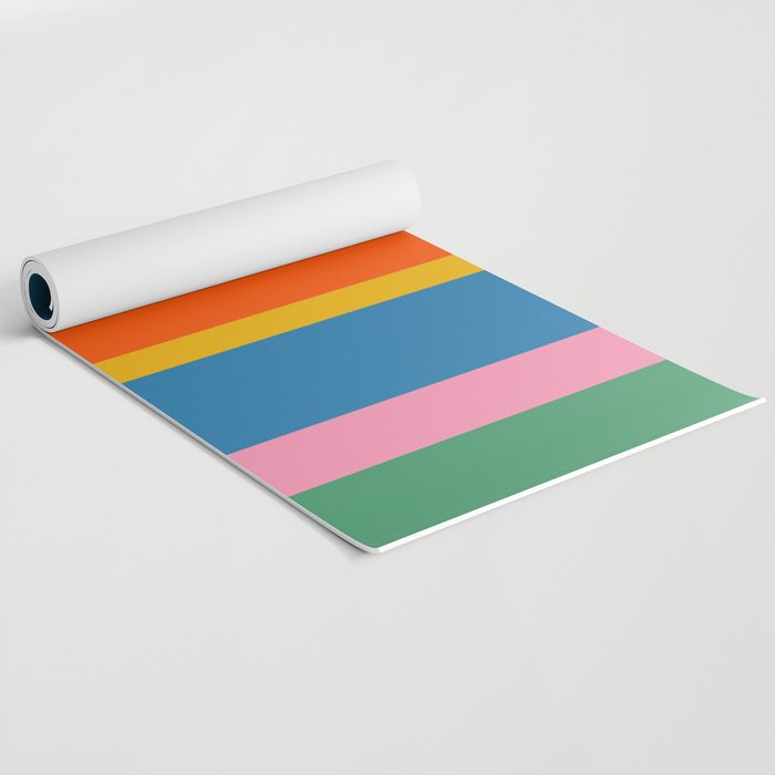 Rainbow Pop Colourful Vertical Stripe Pattern Yoga Mat Gallery Image 2