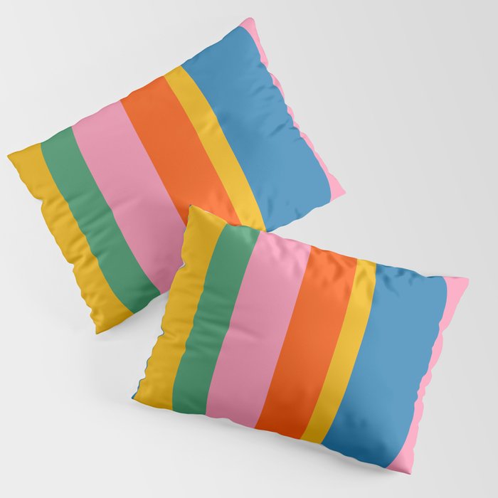 Rainbow Pop Colourful Vertical Stripe Pattern Pillow Sham Gallery Image 1