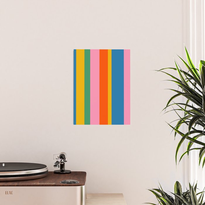 Rainbow Pop Colourful Vertical Stripe Pattern Poster Gallery Image 2