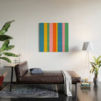 Rainbow Pop Colourful Vertical Stripe Pattern Wood Wall Art Gallery Image 2
