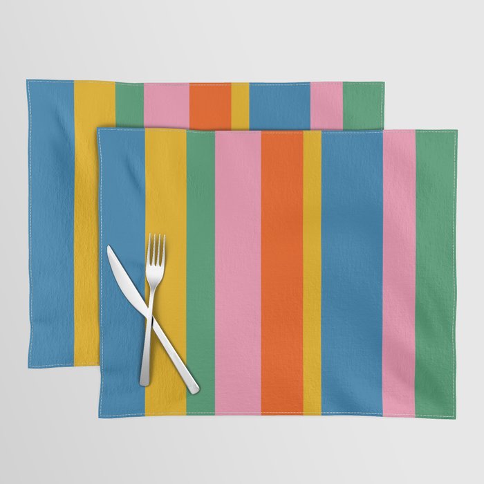 Rainbow Pop Colourful Vertical Stripe Pattern Placemat Gallery Image 1