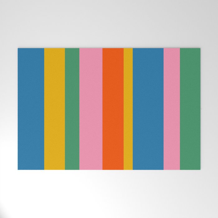 Rainbow Pop Colourful Vertical Stripe Pattern Welcome Mat Gallery Image 1