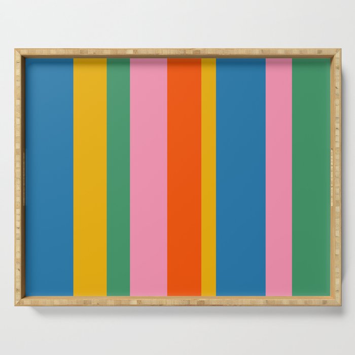 Rainbow Pop Colourful Vertical Stripe Pattern Serving Tray Gallery Image 1