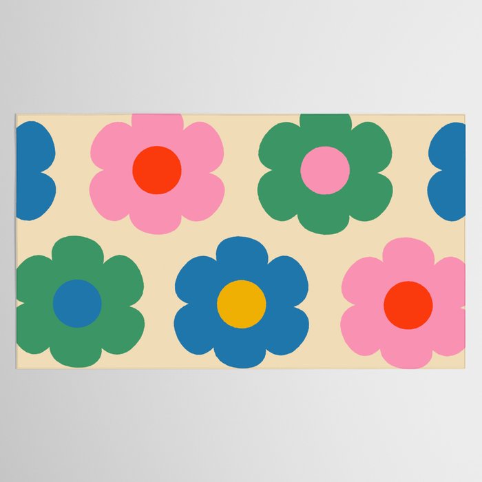 Such Cute Flowers Colorful Retro Pop Floral Pattern Tablecloth Gallery Image 2
