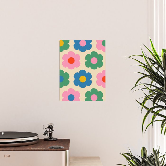Such Cute Flowers Colorful Retro Pop Floral Pattern Poster Gallery Image 2