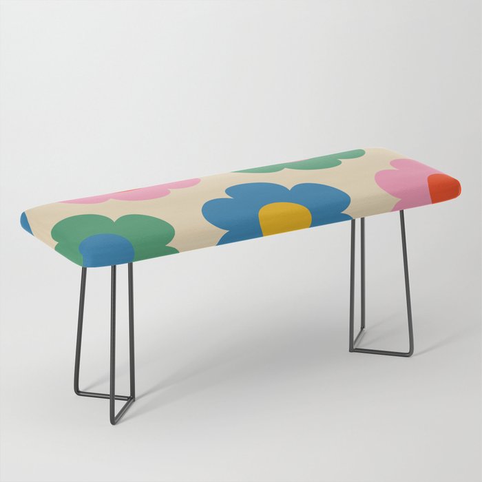 Such Cute Flowers Colorful Retro Pop Floral Pattern Bench Gallery Image 1