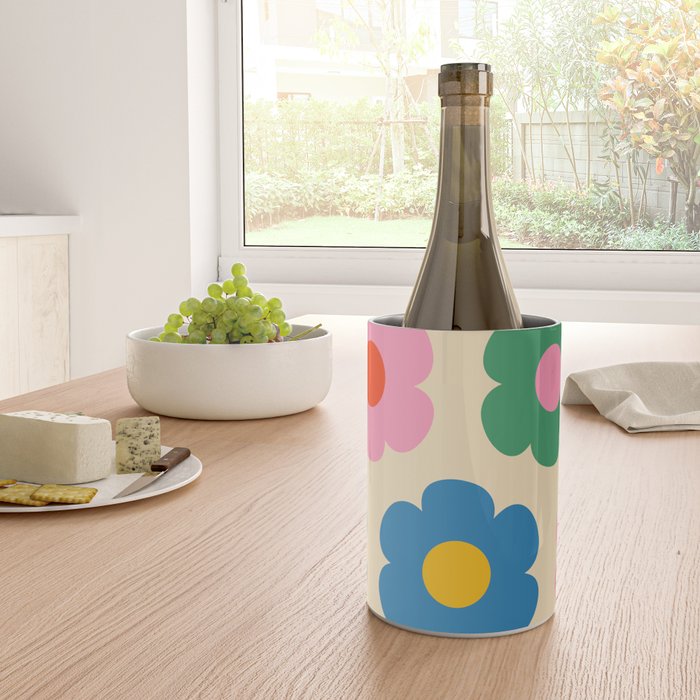 Such Cute Flowers Colorful Retro Pop Floral Pattern Wine Chiller Gallery Image 4