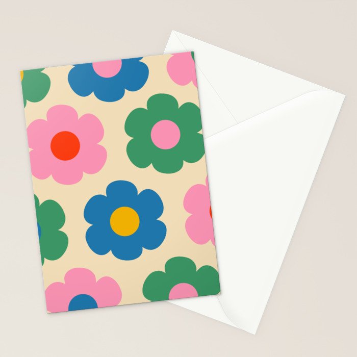 Such Cute Flowers Colorful Retro Pop Floral Pattern Stationery Card Gallery Image 2