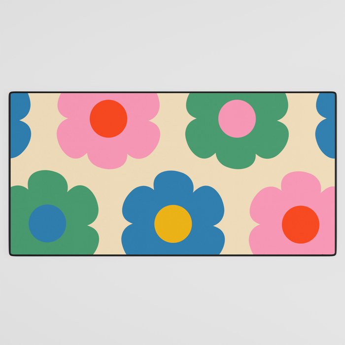 Such Cute Flowers Colorful Retro Pop Floral Pattern Desk Mat Gallery Image 3