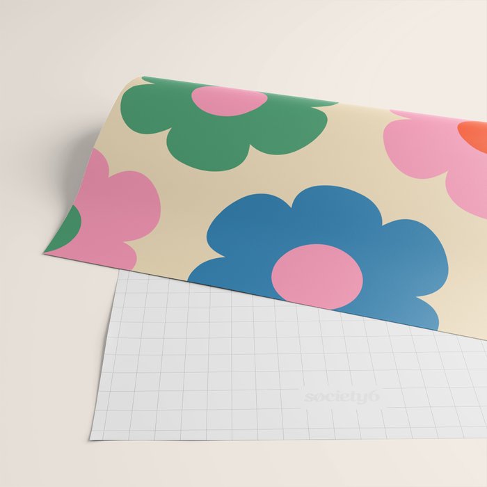 Such Cute Flowers Colorful Retro Pop Floral Pattern Wrapping Paper Gallery Image 2