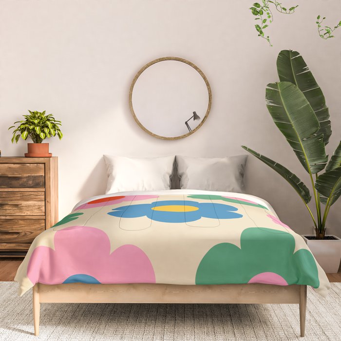Such Cute Flowers Colorful Retro Pop Floral Pattern Comforter Gallery Image 3