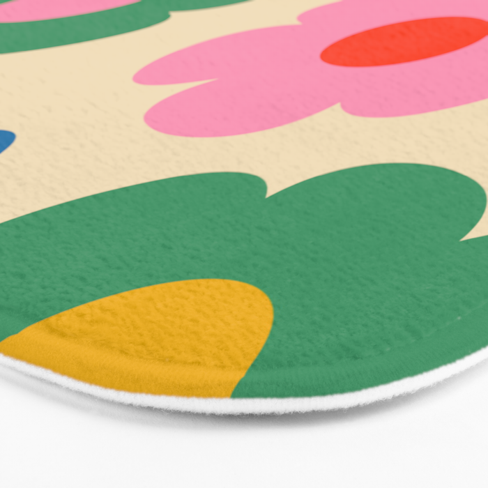 Such Cute Flowers Colorful Retro Pop Floral Pattern Bath Mat Gallery Image 3