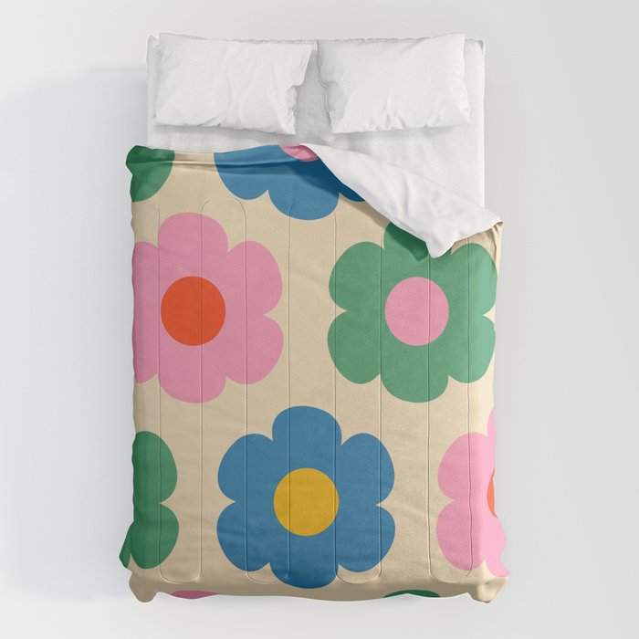 Such Cute Flowers Colorful Retro Pop Floral Pattern Comforter Gallery Image 6