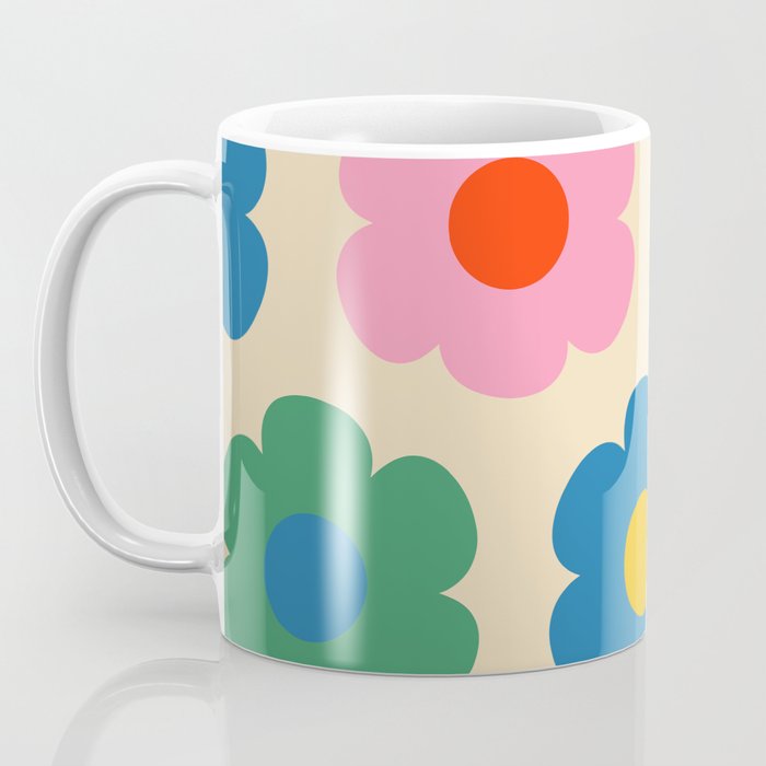 Such Cute Flowers Colorful Retro Pop Floral Pattern Coffee Mug Gallery Image 3