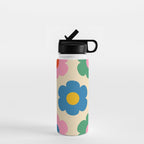 Such Cute Flowers Colorful Retro Pop Floral Pattern Water Bottle Gallery Image 1